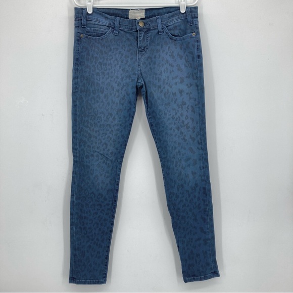 Current/Elliot The Ankle Skinny Sapphire Animal Print Jeans Size 29 - Picture 1 of 7
